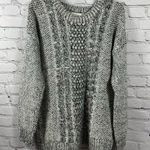 Everly  Women's Sweater Cable Knit Black & White Marled Acrylic Long Sleeved M Photo 0