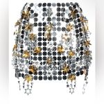 RABANNE Round & Star Sequined Mesh Mini Skirt In Silver Gold Size 2 Photo 4