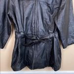 Jacqueline Ferrar VTG 90s Women’s Lambskin Leather Black 7/8 Sleeve Belt Jacket Photo 2