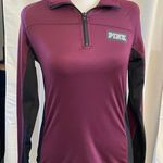 PINK - Victoria's Secret Women's PINK Burgundy Black Quarter Zip Sweatshirt XS Photo 0