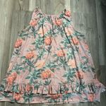 cupio Pink and green floral tank top with ruffle hem pit to pit is 20, length is 27 Photo 0