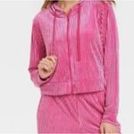 Colsie Pink Velour ribbed Hoodie soft comfy barbiecore Loungewear Y2k inspired Photo 1