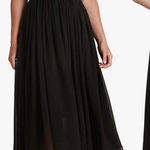 Dress the Population NEW  Alicia Chiffon Plunging Mix Media Dress in black sz S Photo 0