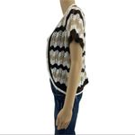 Say What? Say What? MEDIUM American Y2K Brown Striped Loose Knit Short Sleeve Cardigan Photo 2