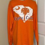 Delta Orange South Carolina State Palm Tree and Crescent Moon Long Sleeve Shirt Photo 0