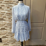 House of Harlow  1960 x REVOLVE Blue Smocked Mini Ruffled Floral Dress Size M Photo 1