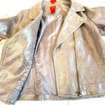 Christina Silver Metallic Moto Biker Jacket Women's Large NWT Punk Rock Edgy Photo 4