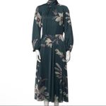 Teri Jon BY Rickie Freeman Chic Floral Midi Dress with Tie Neck Green Size 10 Photo 1