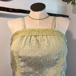 Unique spectrum  Sage Green Silky Ruched Floral Embroidered Tank Top Size 1X Photo 1