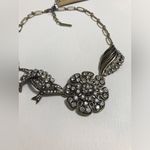 Allison Reed Statement Floral Necklace Antique Gold Tone Clear Rhinestones 13ā Brown Photo 2