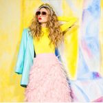 Alice + Olivia NWT Dunn Vegan Leather Roll Cuff Blue Blazer Breeze Size Small Photo 3