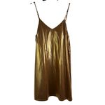 BURU Small Gold Metallic Shimmer Slip Holiday Dress Photo 1