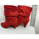 Call it spring Womans Scrunched Ankle Boots 9 Red Pointed Toe Pull On Cone Heel Photo 2
