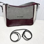 Adrienne Vittadini Burgundy and light gray combo satchel / cross bag Photo 1