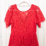 Lulus  Womens Lace Mini Dress Size M Red Sheath Floral Cocktail Romantic Feminine Photo 1