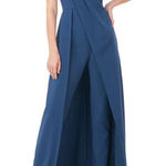 Kay Unger  Rowan Walk Thru Jumpsuit Sleeveless Draped Crew Neck Crepe Gown 10 NEW Photo 0