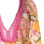 Monique Leshman š Floral Print Pom Pom Tunic Top š Fuchsia Pink Spring Yellow Photo 2