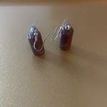 Maroon Cylinder Beaded Dangle Earrings w/ Hook Backing Photo 2