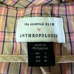 Anthropologie  Essential Slim Tan Pink Plaid Checkered High Waist Trouser Pants 6 Photo 3
