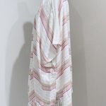 Rebellion Again Cream Pink Striped Beach Swim Kimono Cover Up Cardigan Size M Photo 2