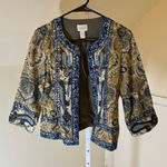  NWOT Women's Embellished Open Blazer Jacket Blue Multi S (Chico's 0) Photo 0