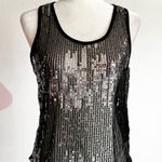 Xhilaration Black Sequin Mesh Tank Top, Y2K Indie‎ Sleaze Party Clubwear 2000s Glam Large Photo 0