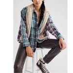 Free People Oversized Libby Plaid Flannel Top Size Small Grunge 90s Raw Edges Photo 1