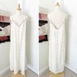 Massimo Dutti  Sleeveless Embroidered Linen Maxi Dress Cream Size M-L NWT Photo 2