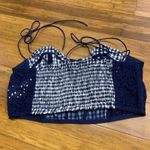 Urban Outfitters Navy White Gingham Eyelet Corset Bustier Crop Top Size Large Photo 2