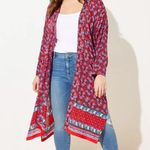 Loft Border Floral Duster Kimono Coverup Top Photo 9