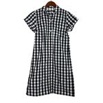J.Crew  Classic Casual Checkered Short Sleeve Shirt Mini Dress XS Black White Photo 1