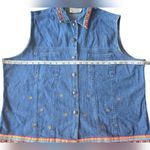 Casey & Max Embroidered Denim 100% Cotton Vest with Colorful Trim Size‎ XL Blue Photo 3