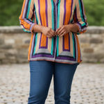 Ashley Stewart  Multicolor Striped Button Down Shirt Photo 0