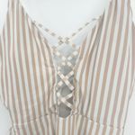 Dippin' Daisy's Womens Bliss Neutral Striped One Piece Swimsuit Size XL Tan White Photo 1