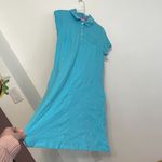 Lilly Pulitzer Turquoise Blue Collared Short Sleeve Cotton Polo Shirt Dress M Photo 6