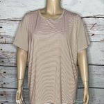 Denim & Co. Size 3X Tan & White Stripe Crew Neck Cool to Touch Jersey Blouse Top Photo 0