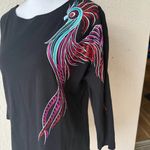Bob Mackie  Sequin Peacock Vintage 90s Rhinestone Eye Dolman Sleeve Top Black M Photo 1