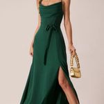 Rihoas Green Cowl Neck Cutout Back Maxi Dress Size L Photo 0