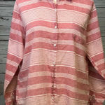 Lills Closet Boutique Medium Button Front Shirt Blouse‎ Long Sleeve Striped Red Photo 0