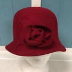 Charter Club Vintage  100% cotton dark red hat flower made to Italy church derby Photo 2