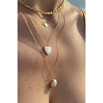 Boutique NEW Sparkly Gold Unisex-Women’s Pearl Heart, Yellow Gold Filled Necklace, 16-18” Photo 7
