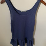 Olivia Rae  Womens Size M Babydoll Top Sleeveless Blue Sheer Blouse Round Neck Photo 0