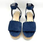 Marc Fisher Navy Suede & Cork Scalloped Platform Sandals | Women’s Sz 8.5 Photo 9