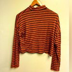 Forever 21 Orange and Blue Long Sleeve Mock Neck Cropped Sweatshirt Photo 0