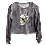 Romwe Rue 21  Gray White Tie Dye Skull Butterflies Halloween Crop Top Sm Size 4 Photo 1