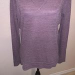 Level eight Womens Knit Stretchy Long Sleeve Shirt Stripes Purple Grey Photo 2