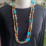 Lane Bryant  Blue and Brown Beaded Necklace Photo 0