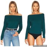Paige  Suvi‎ Long Sleeve Off The Shoulder Bodysuit Midnight Cyan XS Photo 1