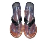 Sam Edelman Womens Romy Sandal Size 10 Black Patent Thong Cork Wedge Platform Photo 1