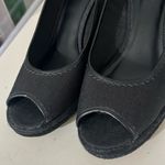 Lauren Ralph Lauren Women’s Nella Canvas Wedge Peep Toe Shoes Size 9.5 Black Photo 3